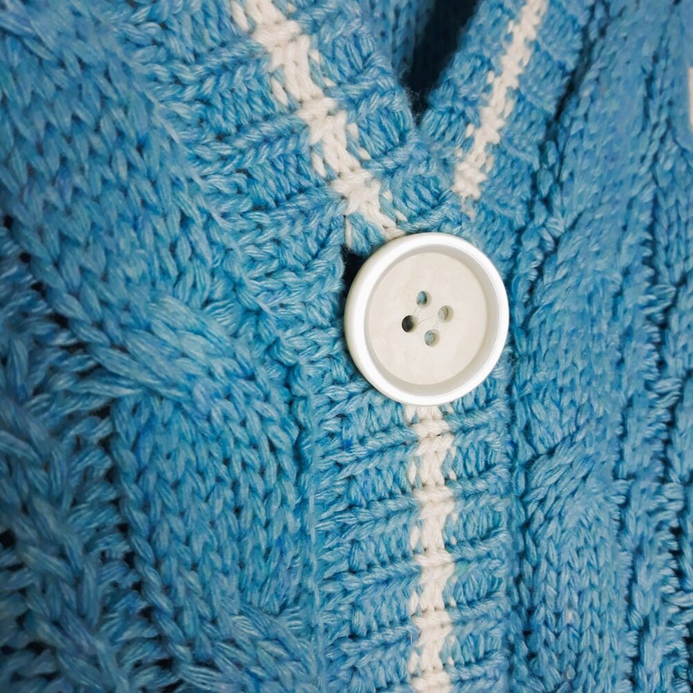 Taylor Swift 1989 Blue Cable Knit Sweater Cardigan M/L Preppy Collegiate - Picture 4 of 8